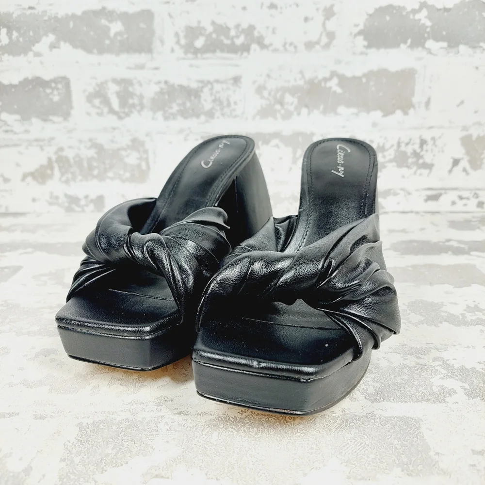Sam Edelman Black Knotted Platform Mule Sandals